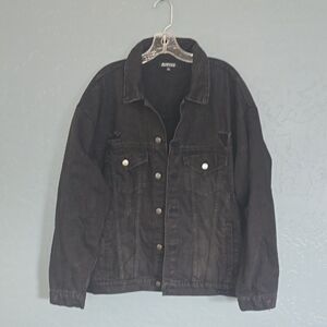 Distressed Elwood Classic Black Denim Jacket for Men